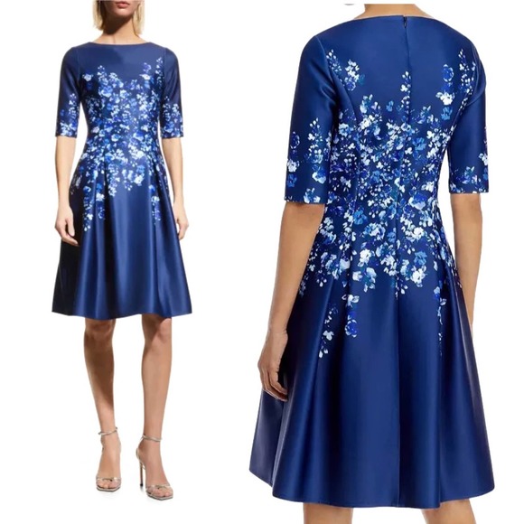 Teri Jon Dresses New Teri Jon Rickie Freeman Navy Blue Scuba Dress